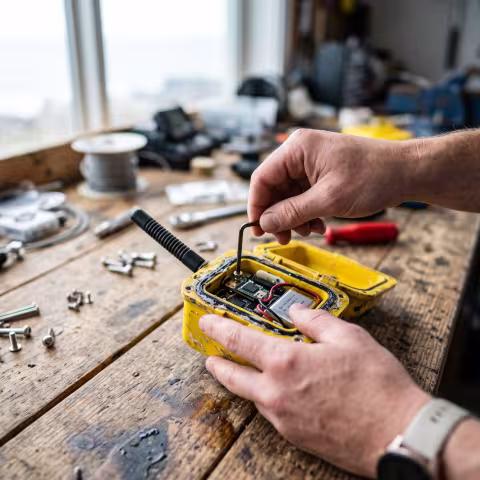 Buoy GPS unit calibration, macro — Course imagery, instrumentation.